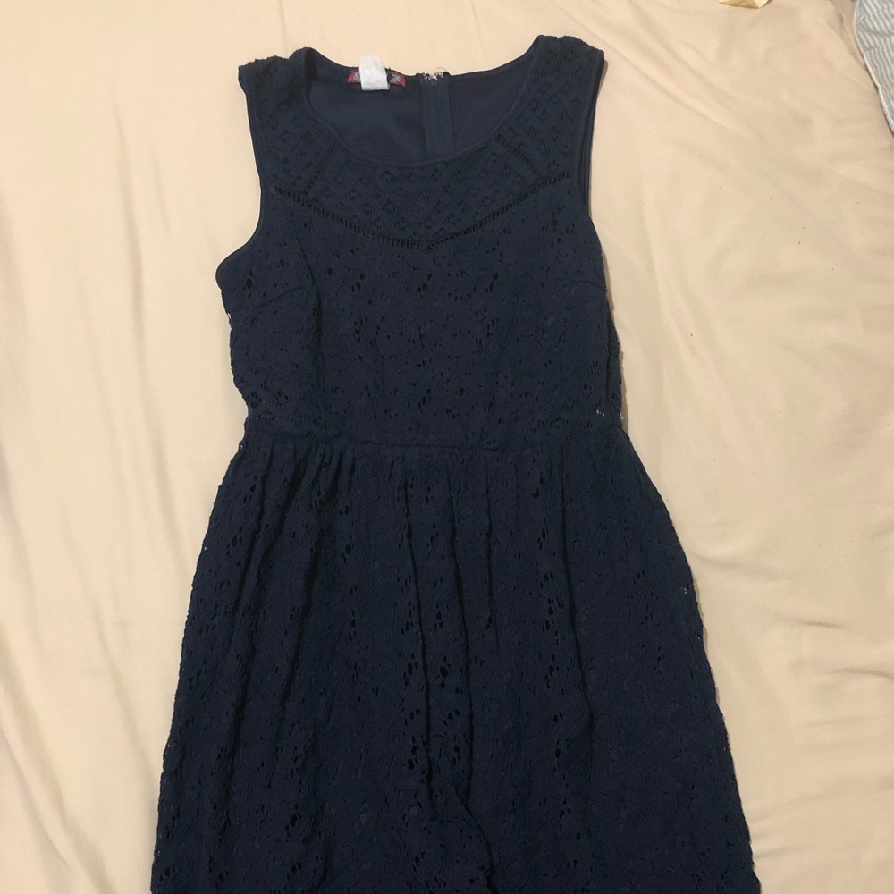 Navy flower lace dress
